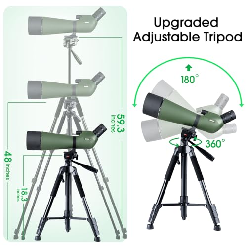 GUANIEE 25-75x80 Spotting Scope with Tripod & Phone Adapter - Camo