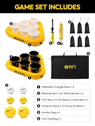 Outdoor Bucket Toss Game Set with Water-Resistant Buckets & Balls for Yard Beach Camping