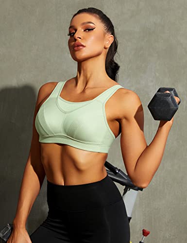 Wingslove Plus Size Sports Bra 36DDD Green Non Padded Wirefree Workout Bounce Control