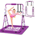 Foldable Kids Gymnastics Bar with Rings and Mat - Adjustable Height, Portable Exercise Equipment