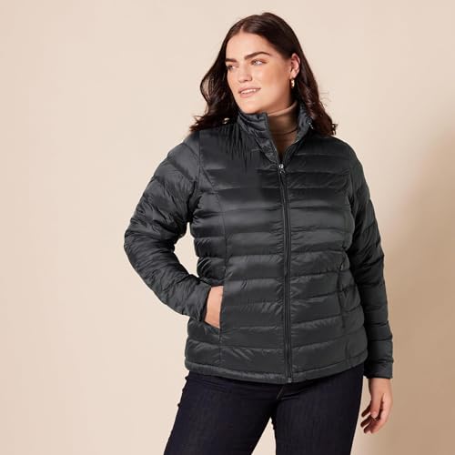 Women's Lightweight Water-Resistant Packable Puffer Jacket - Large Black