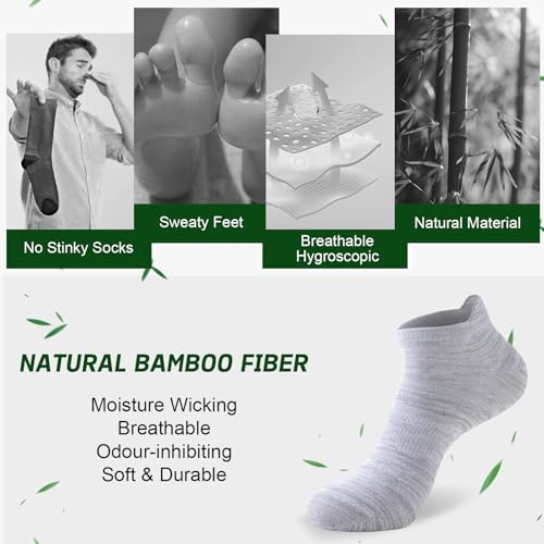 Men's Ankle Socks 6 Pairs Breathable Bamboo Rayon Low Cut Socks - Multicolor