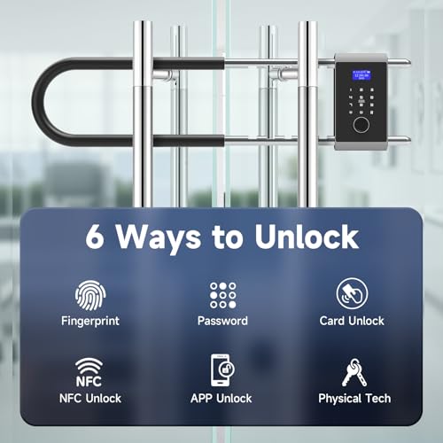Heavy Duty Smart Padlock with Long Adjustable Shackle, App & Biometric Control