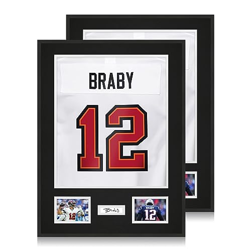 CCDCC Aluminum Jersey Display Frame 2 Pack - Sports Shirt Wall Mount, Protective Plexiglass, Fits Football Baseball Basketball Soccer Hockey