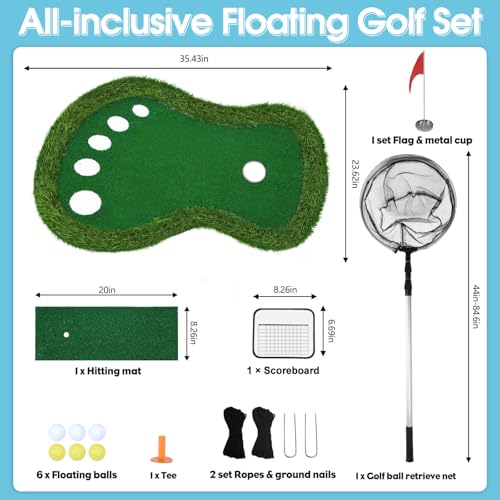 KEMLDIVS Floating Golf Green Pool Game 35x23 Inch - Patented Design, Complete Set