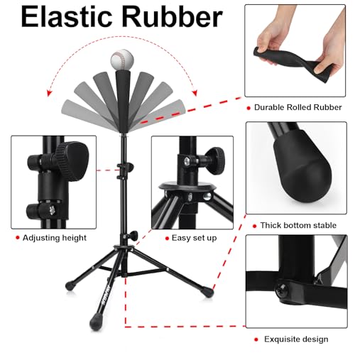 Black 6x6 Baseball Softball Practice Net with Tee, Dummy & Carry Bag