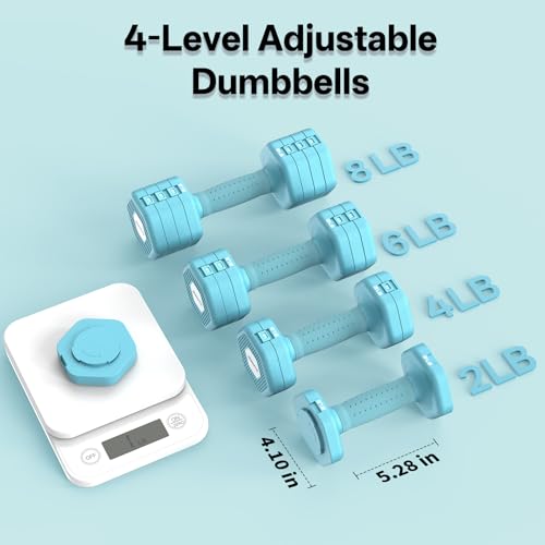 Adjustable Dumbbell Set 16LBS C-Blue Pair - 1S Quick Lock Home Gym Weights