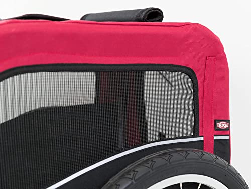 TRIXIE Small Dog Bike Trailer for Bicycles - Up to 33 lbs, Quick Fold & Set-Up, Red
