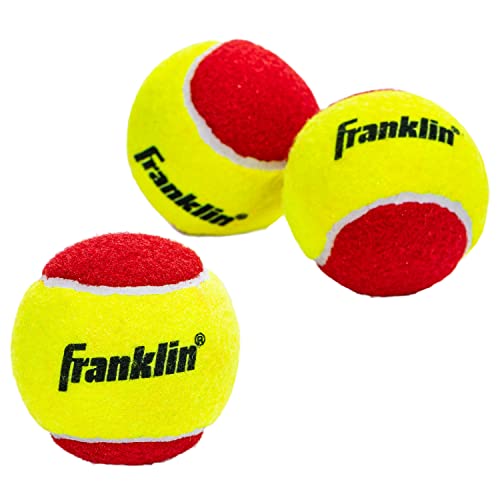 Franklin Sports Starter + Beginner Pressureless Tennis Balls - Great for Training + Practice - Low Bounce Tennis Balls for All Court Surfaces - Red - 3 Pack