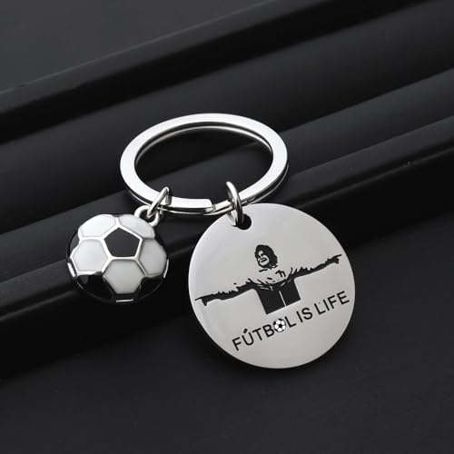 Soccer Fan Keychain - Futbol Inspired Football Lover Gift - Stainless Steel
