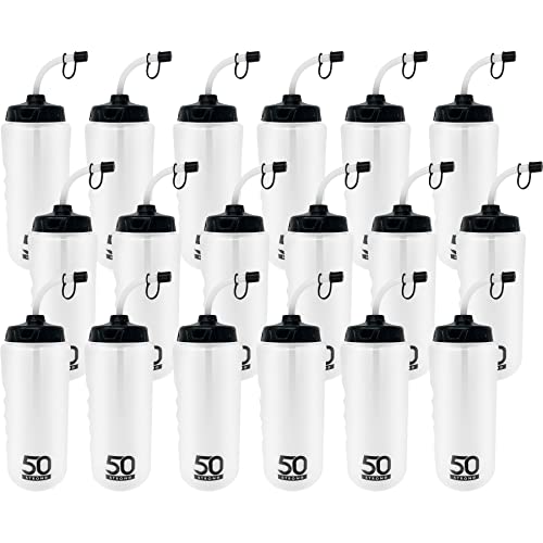 50 Strong Hockey & Lacrosse Water Bottles - 1 Liter, 18-Pack