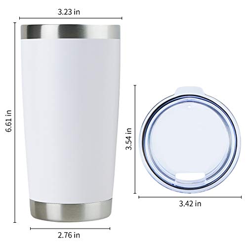 DOMICARE 20oz Stainless Steel Travel Mug Set - Powder White, Double Wall Vacuum Insulated, Bulk 12 Pack