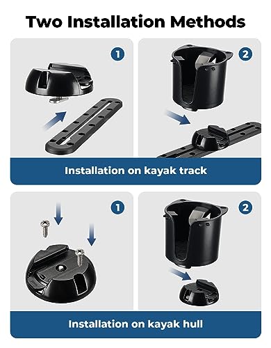 Large Kayak Cup Holder with Track Mount - Anti-Slip Drink & Fishing Accessory