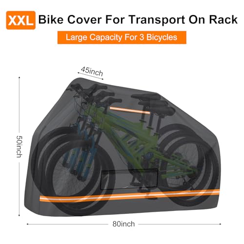 Upgraded XXL Bike Cover for 3 Bikes on Rack Waterproof Outdoor Storage