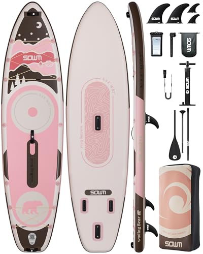 Blush Pink Inflatable Stand Up Paddle Board 11'6" Wide 450lb Capacity with Accessories
