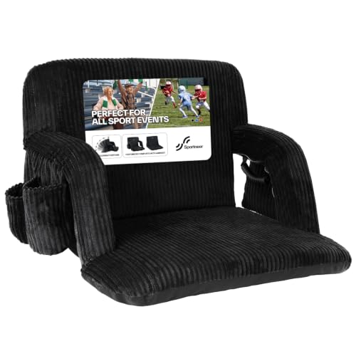 Sportneer Stadium Seat with Back Support Black 24 Inch Wide & Padded