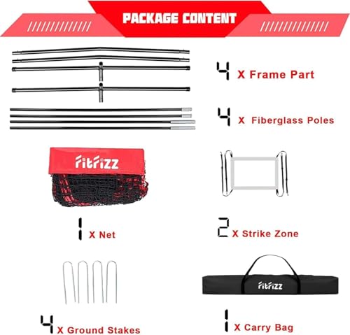 FITFIZZ 7x7 ft Baseball Hitting & Pitching Net Set with Strike Zone, Caddy & Training Equipment