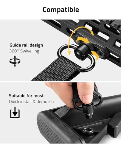 CVLIFE Two Point Rifle Sling with Quick Adjustment & Removable Widened Pad - Black