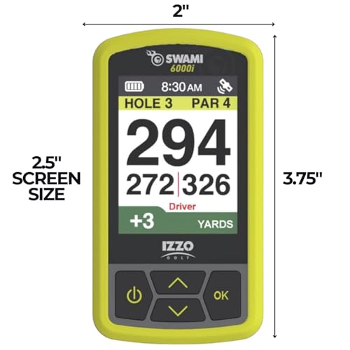 Izzo Swami 6000 Handheld Golf GPS Water-Resistant Color Display, 38,000 Course Maps, Model Varies, 3.75 x 2 x 1 inches