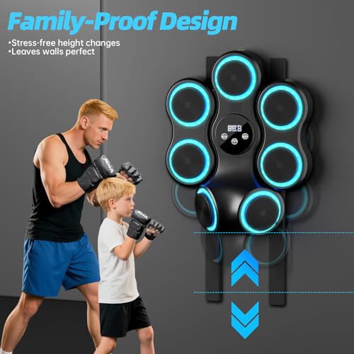 X-Large Music Boxing Machine with LED Lights & Bluetooth Speakers – Interactive Fitness Punching Bag for Adults