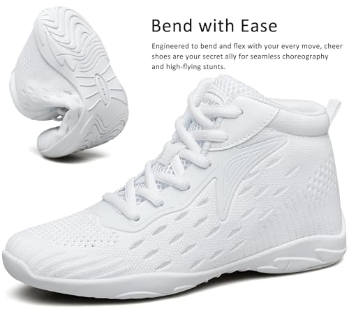 Girls White High Top Cheerleading Shoes - 7 / White 303