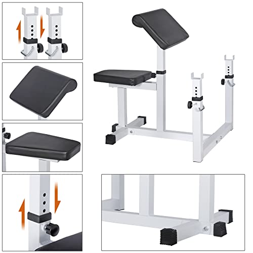 Preacher Curl Weight Bench with Adjustable Height, Heavy Duty 450LBS Capacity
