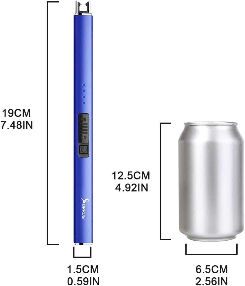 SUPRUS Electric Lighter - Windproof Flameless USB Rechargeable with Safety Lock | Dark Blue for Candles & BBQs