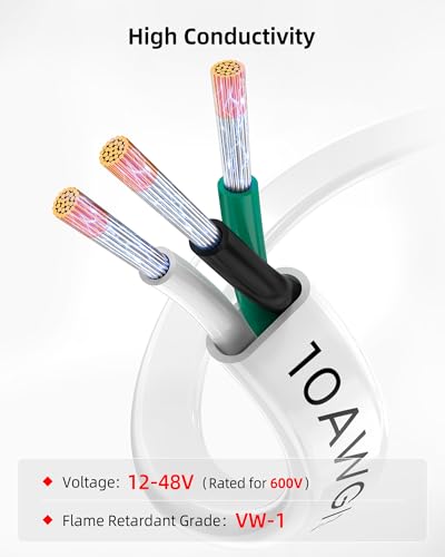 Marine Grade Tinned Copper Wire - 10 Gauge, 30ft - Waterproof Boat Wiring