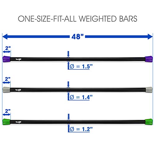 Yes4All Weighted Bars Set of 10, 15, 20 lbs for Full Body Workout