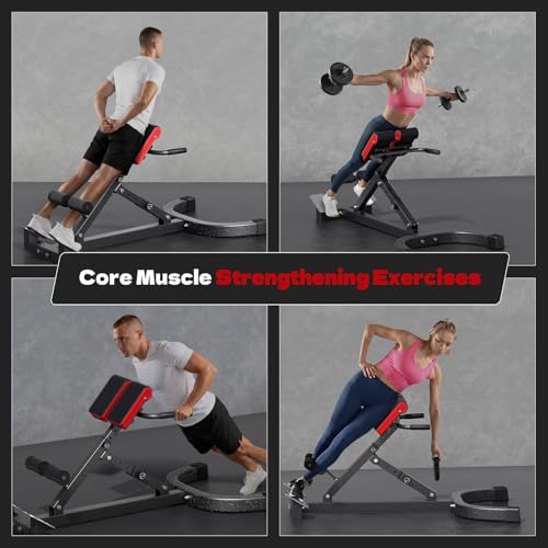 Roman Chair Foldable Hyperextension Bench - Black, 500LB Capacity for Home Gym