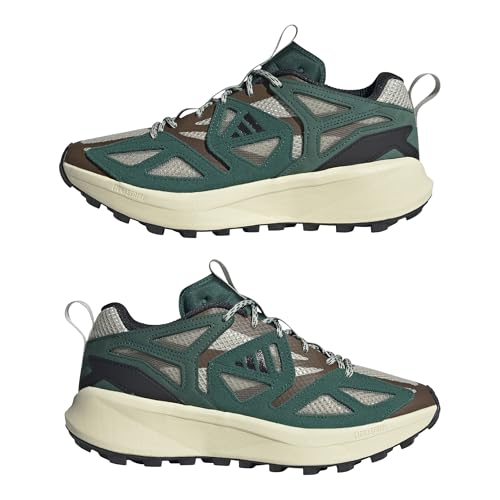 Adidas Men's Kantai Trail Shoes 10.5 Putty Grey/Black/Green Lightweight Outdoor Sneakers