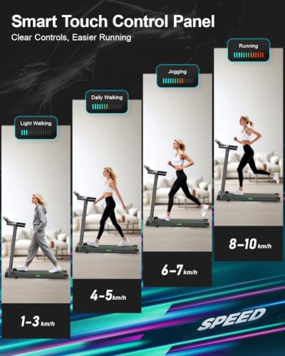 Vyrqenoxi Black Foldable Under-Desk Treadmill with Incline and LCD Display