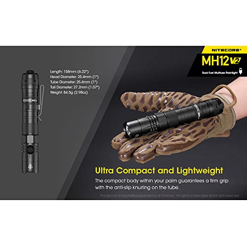 Nitecore MH12 v2 1200 Lumen Rechargeable Tactical Flashlight with USB-C & Holster