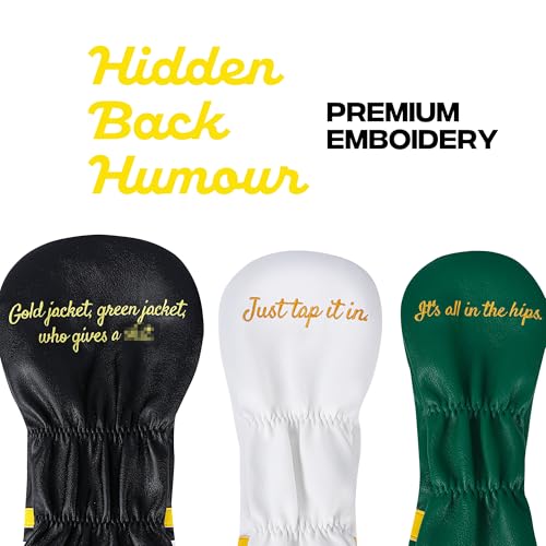 ZEETY Golf Head Cover Set - Driver, Fairway Wood & Hybrid Leather Covers