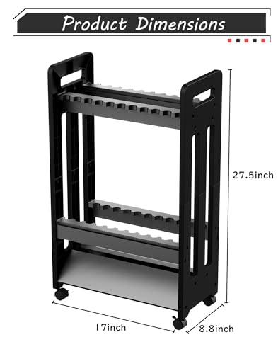 Gray Fishing Rod Holder on Wheels - Fits Up to 16 Rods & Gear Storage