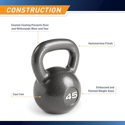 Marcy 45 lb Hammertone Cast Iron Kettlebell for Strength Training Home Gym
