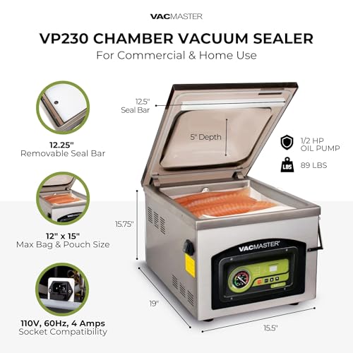 VacMaster VP230 Chamber Food Vacuum Sealer - Commercial & Home Use, 12" x 15" Bags