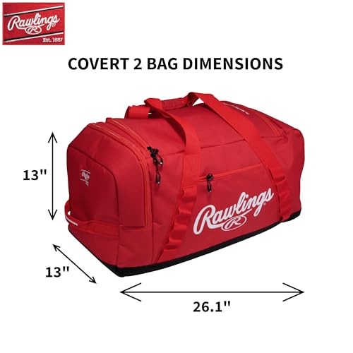 Duffel Equipment Bag for Baseball & Softball - Large Storage with Bat & Shoe Compartments - Black