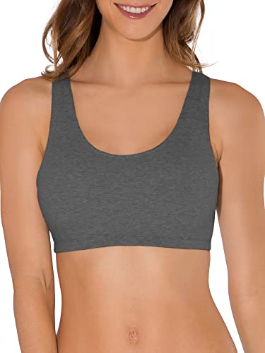Fruit of the Loom Women's Wireless Cotton Sports Bra 3-Pack - Red Hot with Black & Charcoal, Size 38