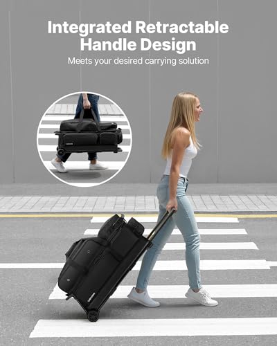 VEVOR Black Bowling Ball Bag for 3 Balls with Wheels & Shoe Compartment - Double Roller