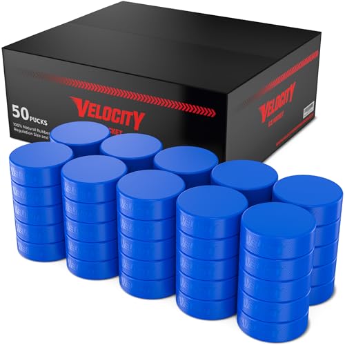 Blue 50 Pack Junior Lightweight Hockey Pucks for Youth Training
