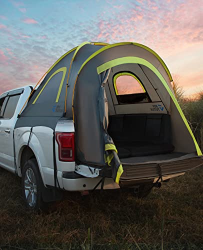 JOYTUTUS 5-5.2 Ft Gray Green Pickup Truck Tent Waterproof Double Layer for 2 Person, Aluminum Poles