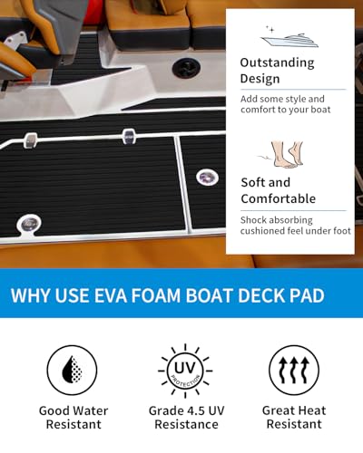 Boat Flooring with Self-Adhesive Groove Marine Decking - Black 96"L x 38"W