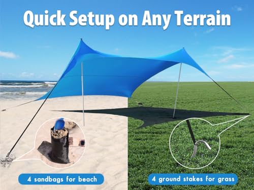 Bestset Royal Blue 10x10ft UPF50+ Beach Tent Sun Shelter with 2 Poles