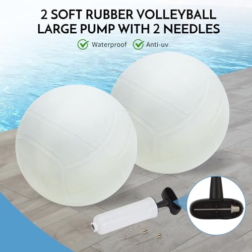 Olybeaka Blue Inground Pool Volleyball Net Set, Adjustable 15-26 FT, Rust-Resistant Aluminum Frame