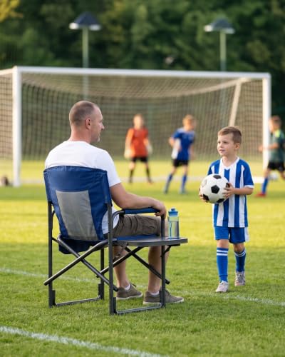 Heavy Duty Camping Folding Chair with Side Table 400lbs Support - Blue