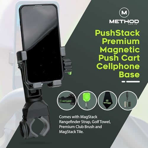 Golf Push Cart Phone Holder Set with Magnetic Rangefinder Strap & Accessories
