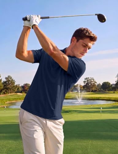 Men's Golf Polo Shirt Short Sleeve Quick Dry Moisture Wicking Performance Collared Navy XL