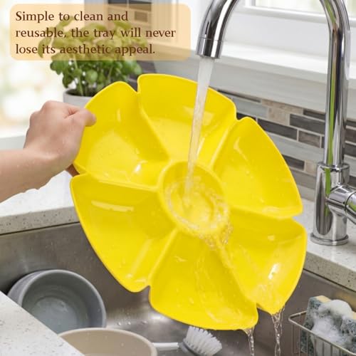 12-Inch Plastic Snack Serving Tray with 7 Compartments - Unbreakable Food Platter for Nuts, Candy, Veggies, Dips