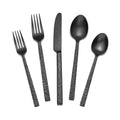 Black 20-Piece Hammered Silverware Set for 4 - 18/10 Stainless Steel Flatware